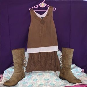 Girls Brown Suede Outfit